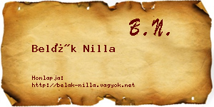 Belák Nilla névjegykártya